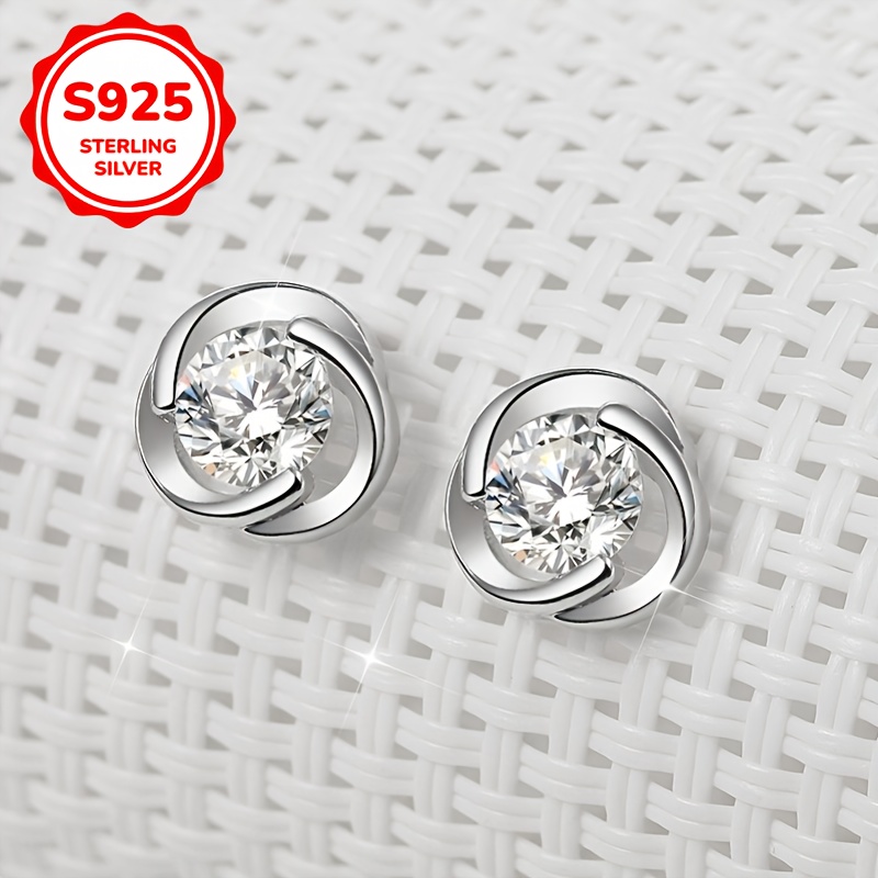 925 Silver Rose Synthetic Zirconia Earrings